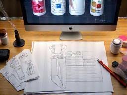 Image representing cosmetic packaging design, showing creative sketches and product mockups