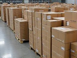 Image representing beauty supply wholesale distribution, showing stacked product boxes